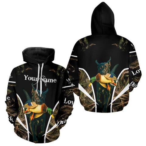 Maxcorners Duck Hunting With Black Lab Custom Name 3D All Over Print Shirt, Duck Hunting Shirt LM1809