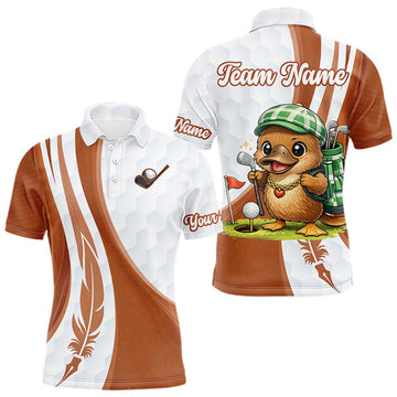 Maxcorners Funny Mens Golf Polo Shirt Custom Brown And White Platypus Pattern White Golf Shirts
