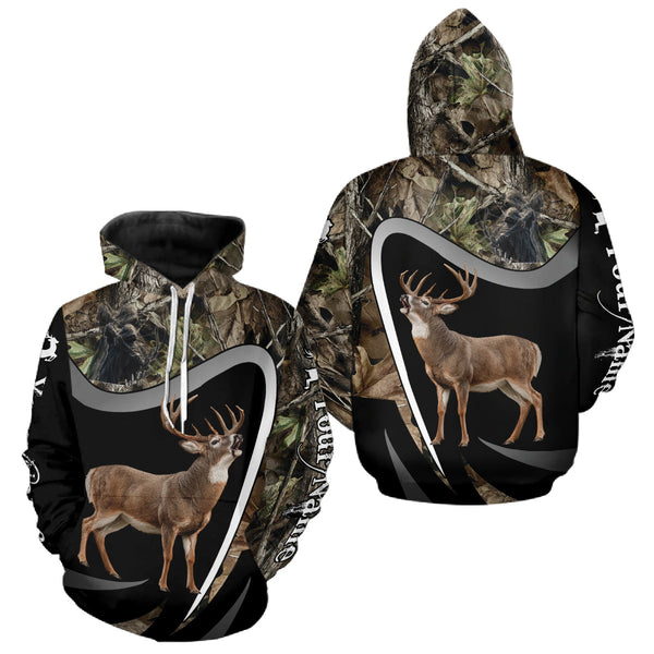 Maxcorners Grim Reaper Deer Hunting Shirt – Black Forest Camo 3D All Over Print for Whitetail Hunters LM2509