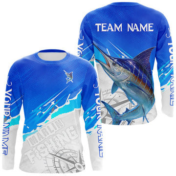 Maxcorners Marlin Fishing Custom Fishing Shirts Long Sleeve For Men, Marlin Saltwater Fishing Shirt LM0404