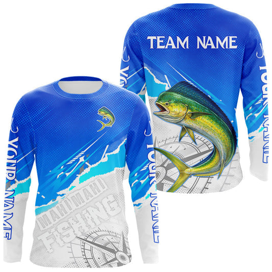 Maxcorners Mahi Mahi (Dorado) Fishing Custom Fishing Shirts Long Sleeve For Men, Mahi Mahi Saltwater Fishing Shirt LM0404