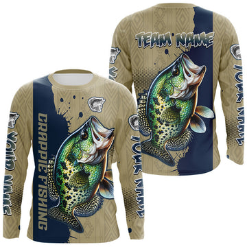 Maxcorners Personalized Crappie Fishing Shirts Long Sleeve For Men, Crappie Fishing Jerseys LM0503