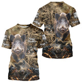 Maxcorners Wild Boar Hunting Camo Custom Name Shirts, Personalized Boar Hunting Clothes, Hunting Gifts LM1109