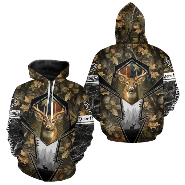 Maxcorners Deer Hunting Camouflage TX Flag Custom Name All Over Print Shirts, Personalized Hunting Clothes LM1109