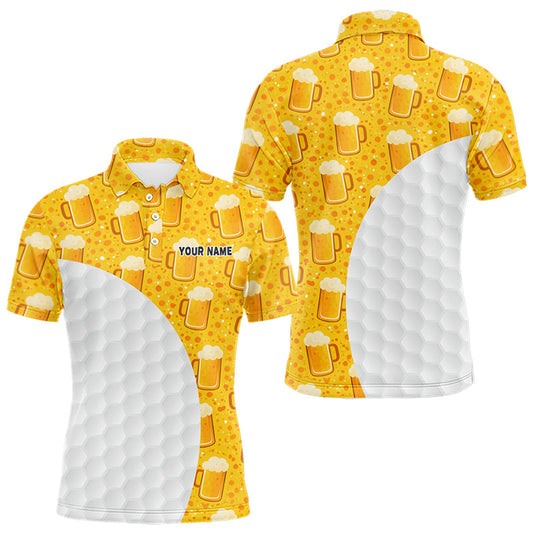 Maxcorners Mens Golf Polo Shirts Custom Beer Pattern, Funny Beer Pattern Golf Team Shirt LM1104