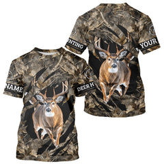 Maxcorners Personalized Whitetail Deer Hunting Custom Name Camo Shirt, Hunting Hoodie Sweatshirt for Men LM1112