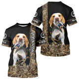 Maxcorners Duck Hunting with Beagle Dog Camo Custom Name All Over Print Shirts, Hunting Gifts LM1109