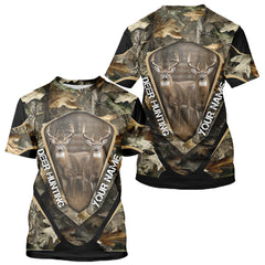Maxcorners Whitetail Deer Hunting Shirt Custom Name Fall Season Camo, Deer Hunting Clothes For Men LM1112