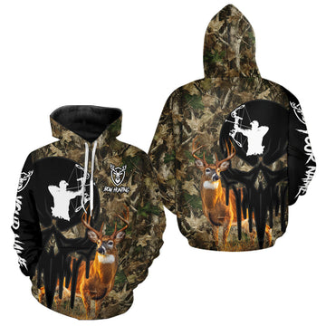 Maxcorners Deer Bow Hunting Camouflage Custom Name Shirt, Personalized Hunting Clothes, Hunting Gifts LM1112