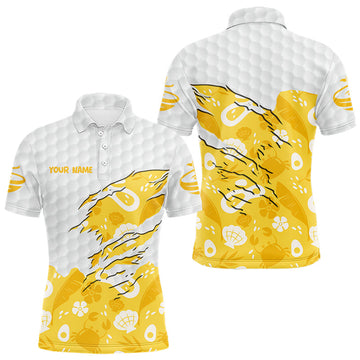 Maxcorners Custom Yellow Summer Pattern Mens Golf Polo Shirts Summer Golf Shirt For Vacation, Golf Team Shirt LM1705