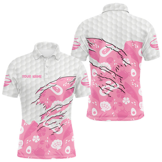 Maxcorners Custom Pink Summer Pattern Mens Golf Polo Shirts Summer Golf Shirt For Vacation, Golf Team Shirt LM1705