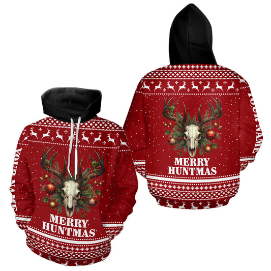 Maxcorners Personalized Ugly Christmas Deer Hunting Shirt Full Print Christmas Pattern, Christmas Gifts LM1411