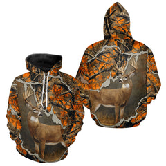 Maxcorners Whitetail Deer Hunting Custom Name Orange Camo Shirt, Deer Hunting Apparel, Camouflage Deer Shirts LM1812