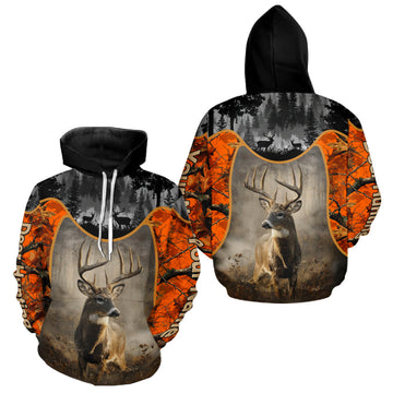 Maxcorners Custom 3D Deer Hunting Orange Camouflage Shirts for Men, Best Hunting Gifts for Hunters LM2110