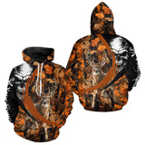 Maxcorners Deer Hunting Orange Camouflage Skull 3D Custom Name Shirts, Camouflage Deer Hunting Gifts LM2110