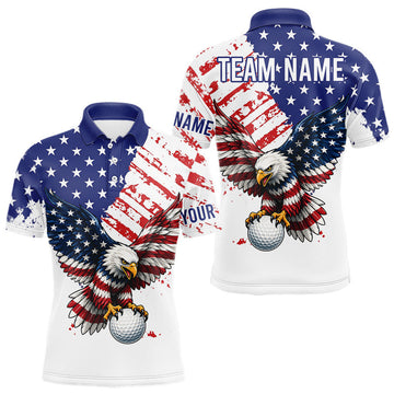 Maxcorners Mens Golf Polo Shirt Custom American Eagle Golf Shirts Personalized Team Golf Top LM2405