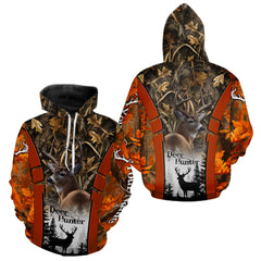 Maxcorners Customized Name Whitetail Deer Hunting Orange Camo Hoodie 3D Shirt, Gift for Hunters