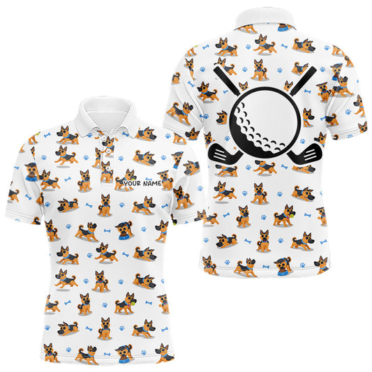 Maxcorners Mens Golf Polo Shirt Custom Funny German Shepherd Dog Team Mens Golf Top, Dog Lover Gift LM2603