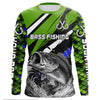 Maxcorners Personalized Green Fish Scale Bass Fishing Jumping Jersey, Custom Performance Bass Shirt LM2512
