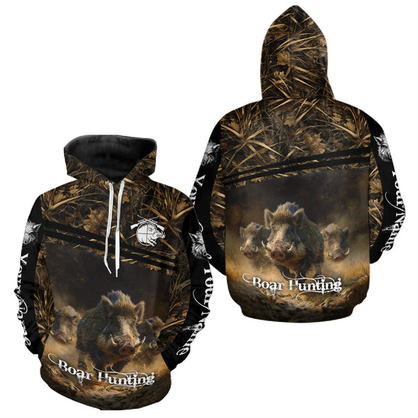 Maxcorners Wild Boar Hunting 3D Full Printing Personalized Camo Shirts for Boar Hunters, Boar Hunting Gifts LM0210