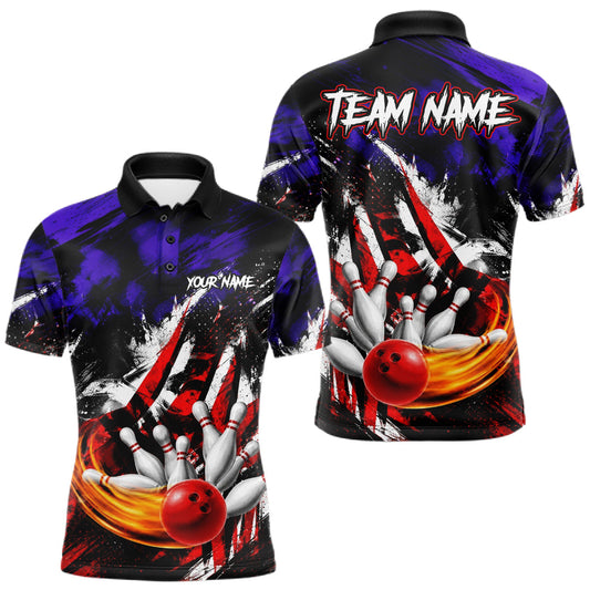 Maxcorners Custom Bowling Quarter Zip Shirt For Men USA Flag Bowling Jersey Polo & 1/4 Zip Bowling Team Shirts