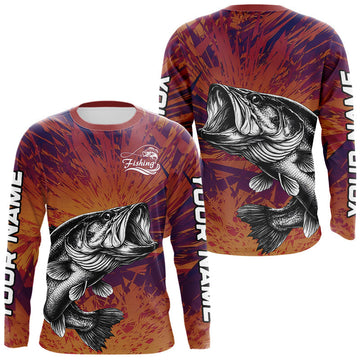 Maxcorners Personalized Bass Fishing Shirts For Men Dawn Camo, Bass Long Sleeve Hooded Fishing Shirts LM0503