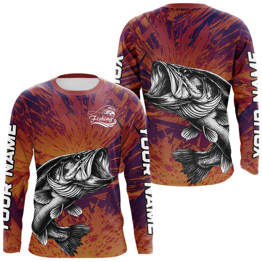 Maxcorners Personalized Bass Fishing Shirts For Men Dawn Camo, Bass Long Sleeve Hooded Fishing Shirts LM0503