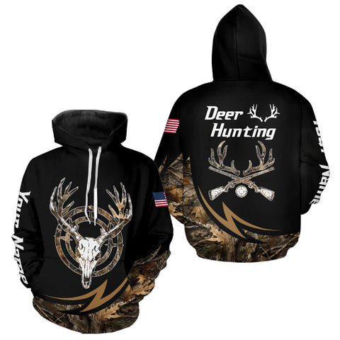 Maxcorners Deer Hunting Camo with US Flag 3D Printed Shirts for Men, Best Gift Ideas for Hunters LM0910