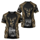 Maxcorners Brown Camo Deer Hunting 3D Prints Custom Name Shirts, Deer Hunting Clothes, Hunting Gifts LM1109