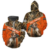Maxcorners Duck Hunting Orange Camo Custom Name 3D Full Printing Shirts, Hunting Apparel for Duck Hunter  LM1109