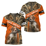 Maxcorners Duck Hunting Orange Camo Custom Name 3D Full Printing Shirts, Hunting Apparel for Duck Hunter  LM1109