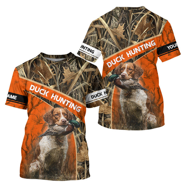 Maxcorners Duck Hunting Orange Camo Custom Name 3D Full Printing Shirts, Hunting Apparel for Duck Hunter  LM1109