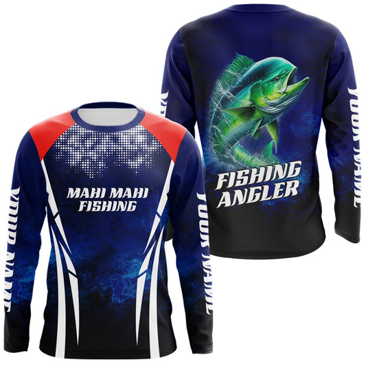 Maxcorners Personalized Mahi Mahi Fishing Hood UV Protection Saltwater Fishing Shirt LM1501