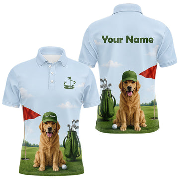 Maxcorners Funny Golden Retriever Golf Shirt For Dog Lovers, Golden Retriever Golf Shirt LM2405