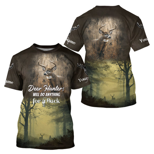 Maxcorners Best Brown Camo Deer Hunting Clothes Custom Name Whitetail Deer Design Hunting Gifts LM2608