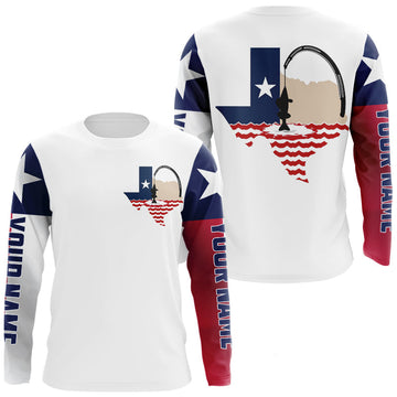 Maxcorners Personalized Texas Flag Long Sleeve Custom Name Tournament Fishing Shirts, Texas Fishing Jerseys LM2603