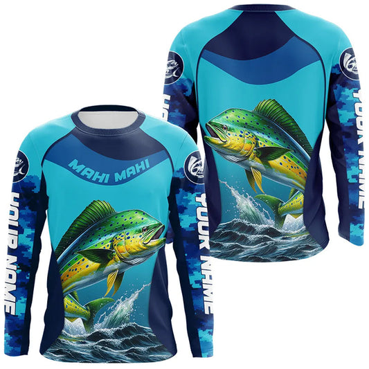 Maxcorners Custom Mahi Mahi Fishing Shirts For Team, Saltwater Performance Fishing Shirt LM0201