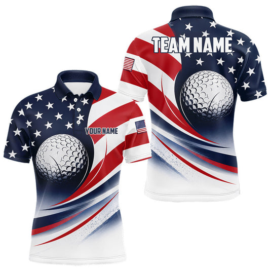 Maxcorners America 250th Anniversary Mens Golf Polo Shirt Custom Name Patriotic USA Golf Shirts, Golf Gift LM0106