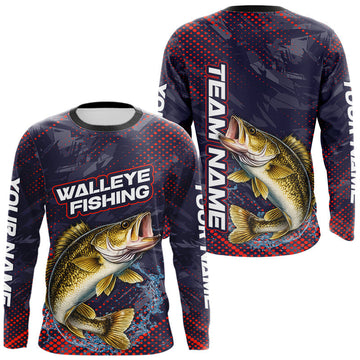 Maxcorners Personalized Walleye Fishing Shirts Purple Camo, Walleye Fishing Tounament Shirts LM0503