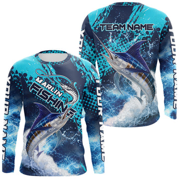 Maxcorners Thunder Lightning Marlin Performance Fishing Shirts, Marlin Offshore Fishing Shirts LM0503
