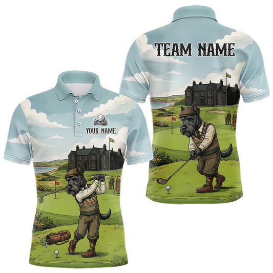 Maxcorners Scottish Terrier Mens Polo Golf Shirts, Vintage Dog Shirt, Dad Golf Gift