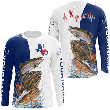 Maxcorners Blue Texas Slam Fishing Custom Performance Long Sleeve Team Redfish, Trout, Flounder Fishing Shirts LM2704