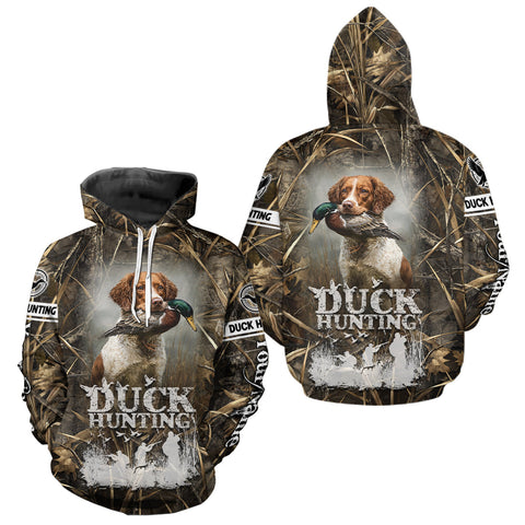 Maxcorners Mallard Duck Hunting Camouflage Shirts With Brittany Dog, Duck Hunting Season, Hunting Gifts LM0210