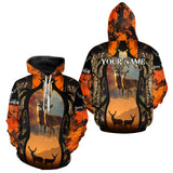 Maxcorners Orange Camo Whitetail Deer Hunting Shirt Custom name for Fall Season, Perfect Gifts for Hunters LM0409