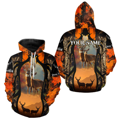 Maxcorners Orange Camo Whitetail Deer Hunting Shirt Custom name for Fall Season, Perfect Gifts for Hunters LM0409