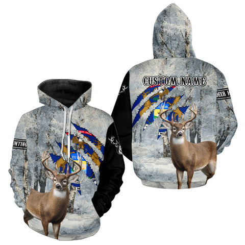 Maxcorners Snow Camo Deer Hunting Shirt, Pennsylvania Flag, Whitetail Hunters LM0409