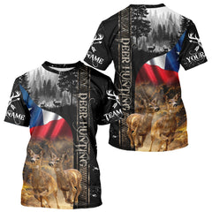 Maxcorners Black Deer Hunting Shirt with Texas Flag for Men - Personalized Hunting Gifts LM2608