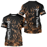 Maxcorners Personalized Deer Hunting Brown Camouflage Pattern with Big Buck Shirt, Big Game Clothes for Deer Hunters  LM2608