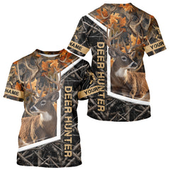 Maxcorners Custom Whitetail Deer Hunting Orange and Black Camo Shirts for Men, Gift Ideas for Hunter  LM0409