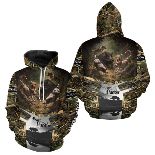 Maxcorners Custom Wild Hog Hunting Camo 3D Printed Shirts, Hunting Gifts for Boar Hunter LM1109
